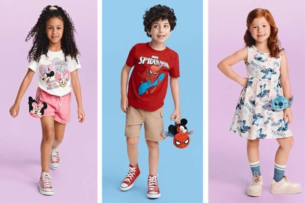 Coleção de roupas e fantasias aposta em Stitch e Vingadores com brinde de chaveiro colecionável (Crédito: Divulgação)