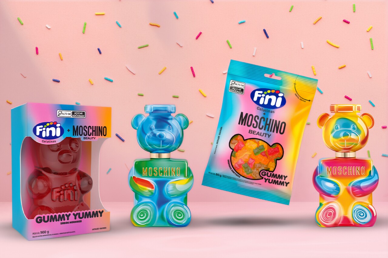 Moschino conecta perfumaria e confeitaria em parceria com a Fini