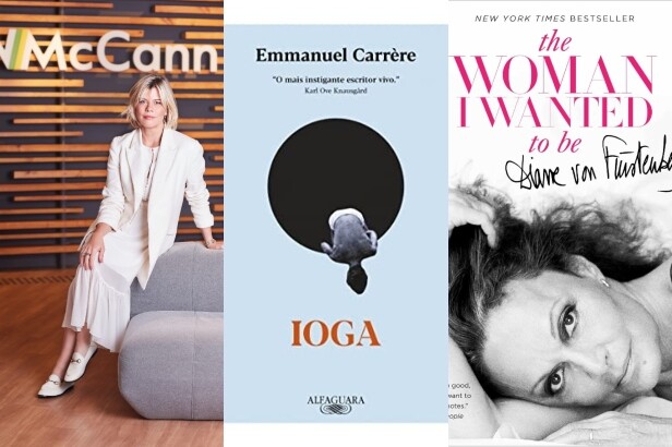 Renata Bokel, CEO da WMcCann, indica “Ioga”, de Emmanuel Carrère, e “The Woman I Wanted to Be”, de Diane von Furstenberg (Crédito: Divulgação)